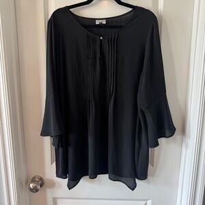 Black Silky‎ Bell Sleeved Blouse